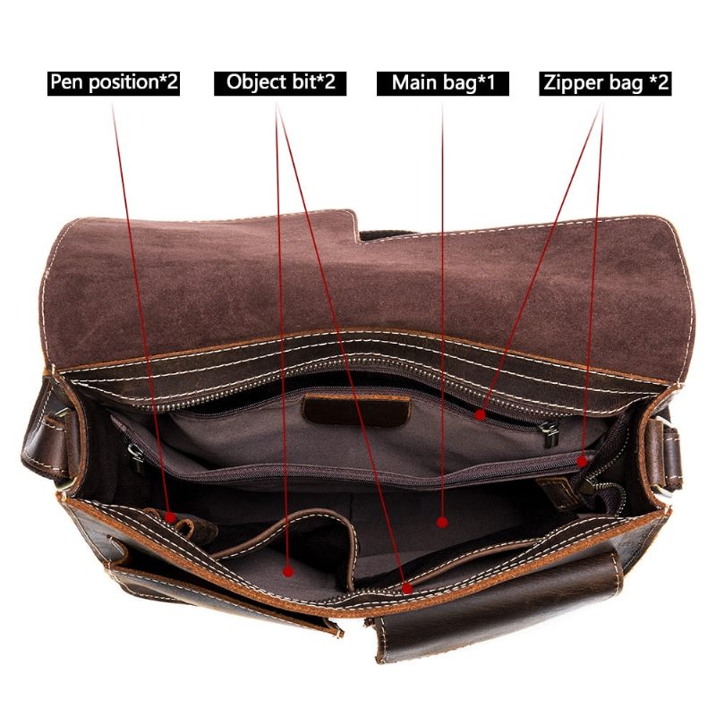 Bolsa Ombro Masculina Com Capa Couro E Mensageiro Fecho - Café
