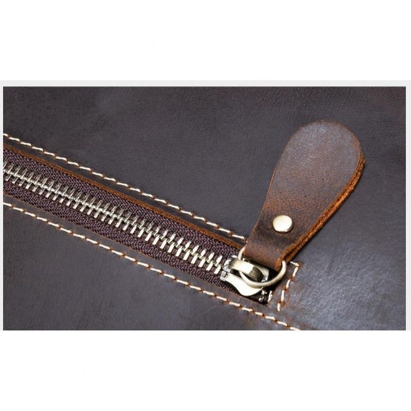 Bolsa Ombro Masculina Com Capa Couro E Mensageiro Fecho - Café