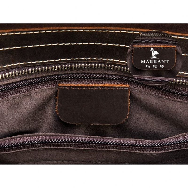 Bolsa Ombro Masculina Com Capa Couro E Mensageiro Fecho - Café