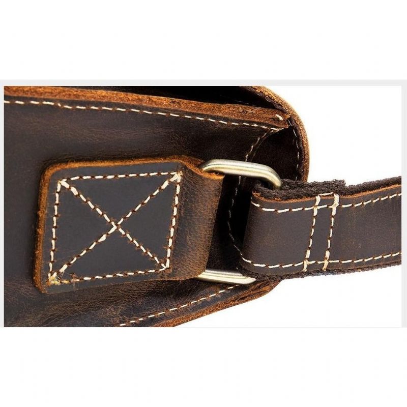 Bolsa Ombro Masculina Com Capa Couro E Mensageiro Fecho - Café