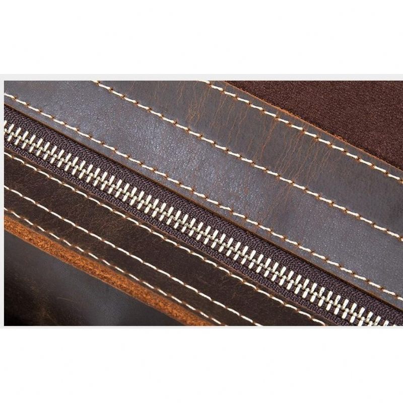 Bolsa Ombro Masculina Com Capa Couro E Mensageiro Fecho - Café