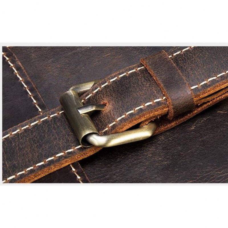Bolsa Ombro Masculina Com Capa Couro E Mensageiro Fecho - Café