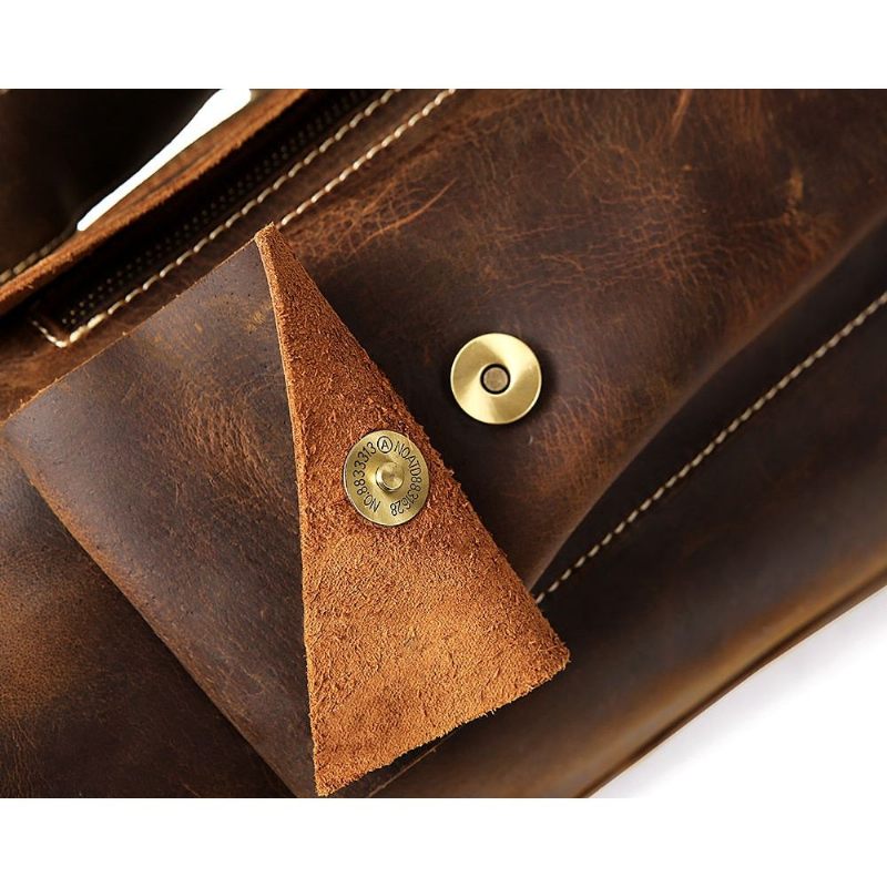 Bolsa Ombro Masculina Couro Com Zíper Mensageiro - Café