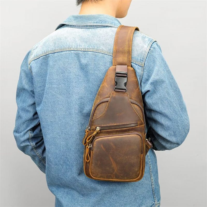 Bolsa Ombro Masculina Couro Influência Icônica - Café
