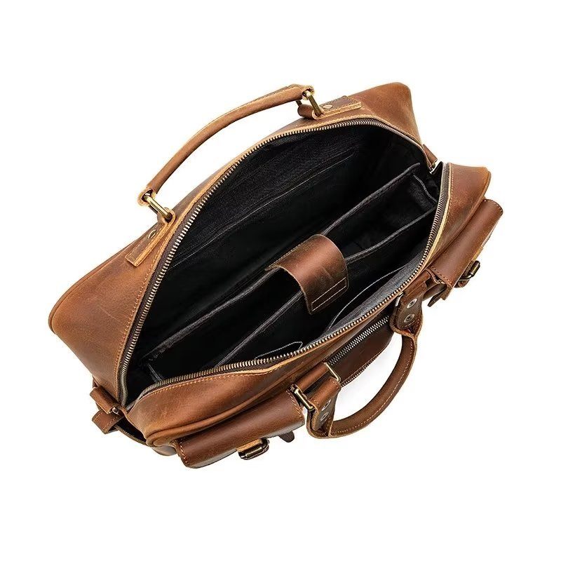 Bolsa Ombro Masculina Couro Vaca Viagem Luxuosa - Marrom