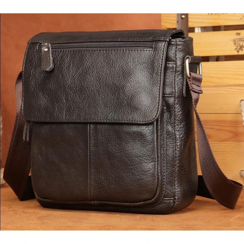 Bolsa Ombro Masculina Crossbody Couro - Café