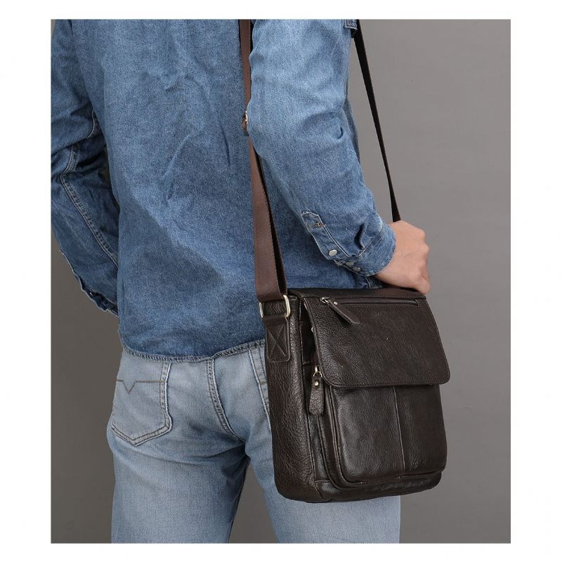 Bolsa Ombro Masculina Crossbody Couro - Café