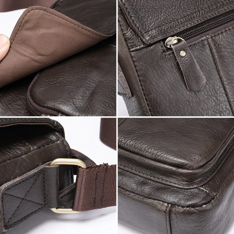 Bolsa Ombro Masculina Crossbody Couro - Café