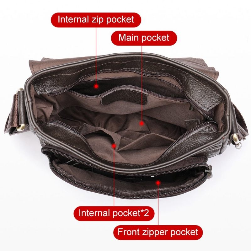 Bolsa Ombro Masculina Crossbody Couro - Café
