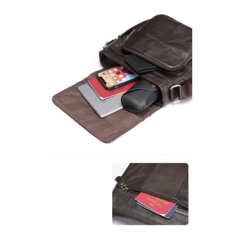 Bolsa Ombro Masculina Crossbody Couro - Café