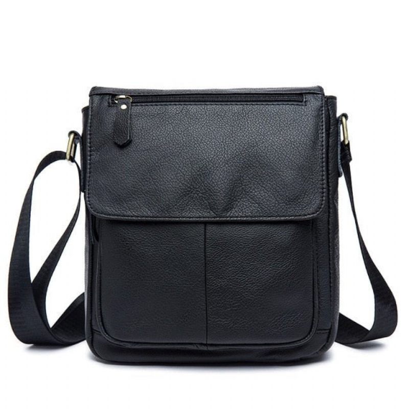 Bolsa Ombro Masculina Crossbody Couro - Preto