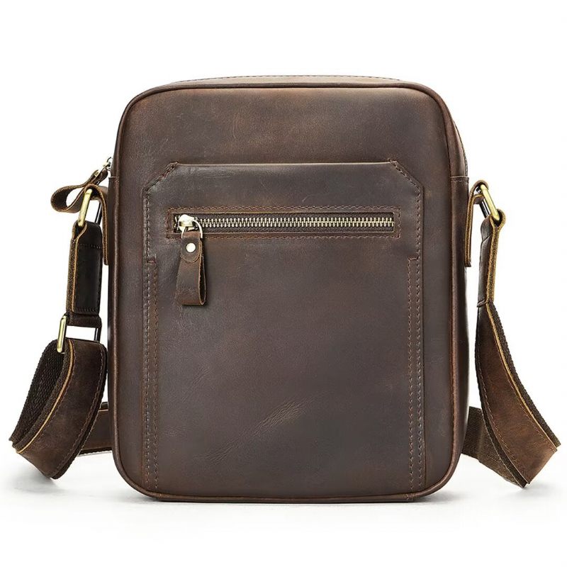 Bolsa Ombro Masculina Distinta Couro Jacaré Dapper - Café