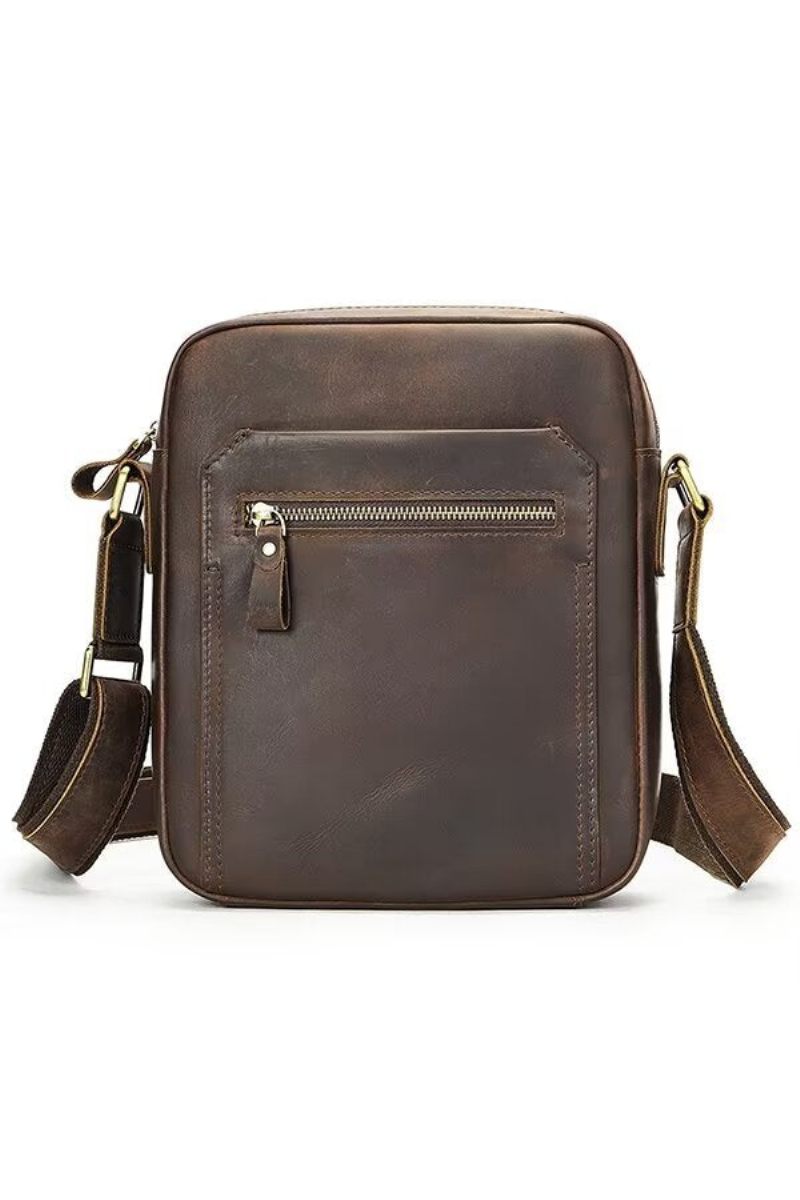 Bolsa Ombro Masculina Distinta Couro Jacaré Dapper - Café