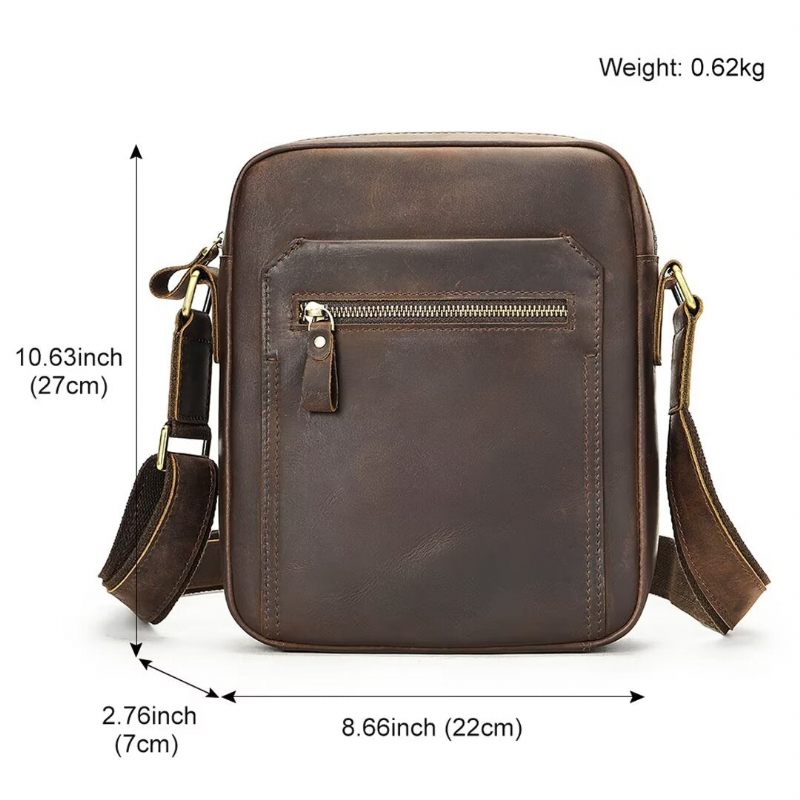 Bolsa Ombro Masculina Distinta Couro Jacaré Dapper - Café