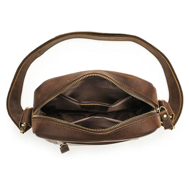 Bolsa Ombro Masculina Distinta Couro Jacaré Dapper - Café