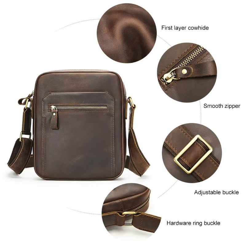 Bolsa Ombro Masculina Distinta Couro Jacaré Dapper - Café
