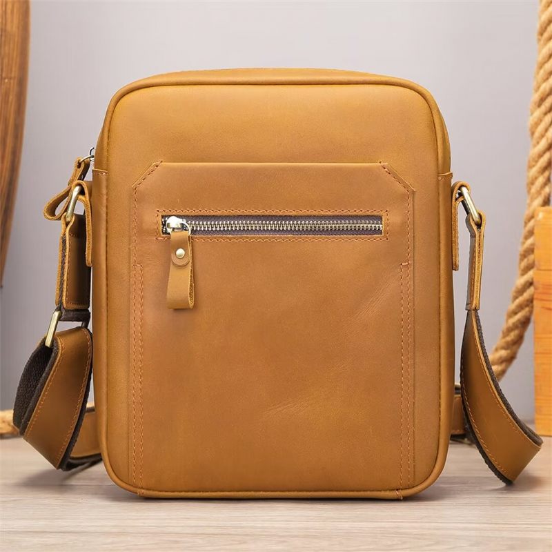 Bolsa Ombro Masculina Distinta Couro Jacaré Dapper - Café