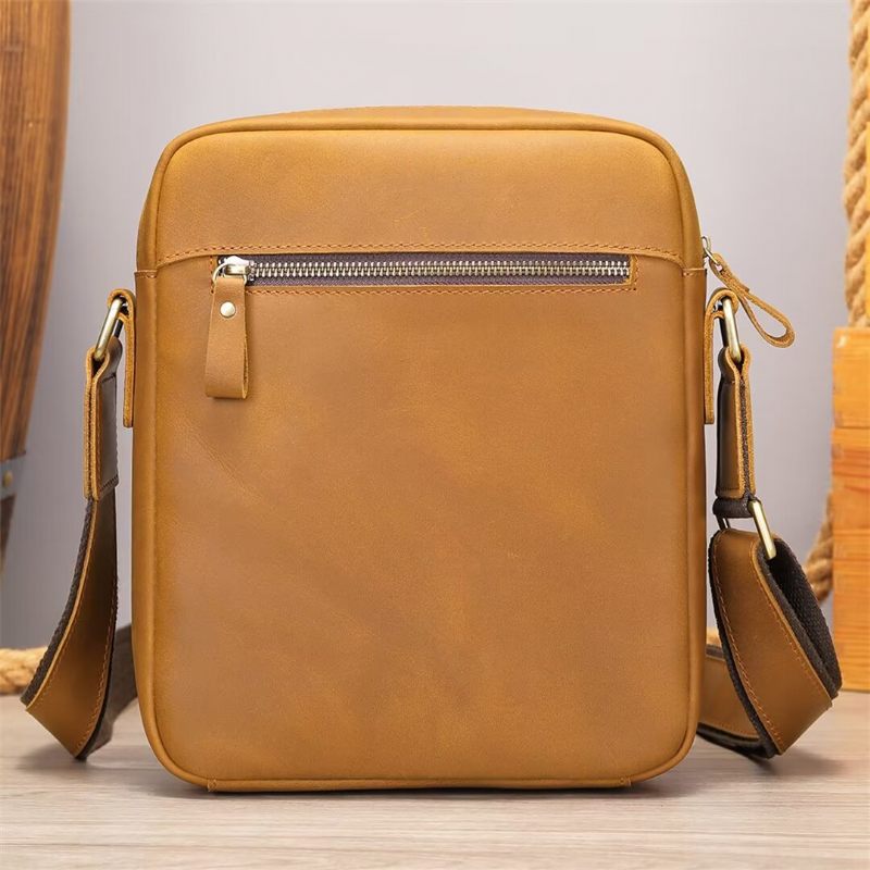 Bolsa Ombro Masculina Distinta Couro Jacaré Dapper - Café