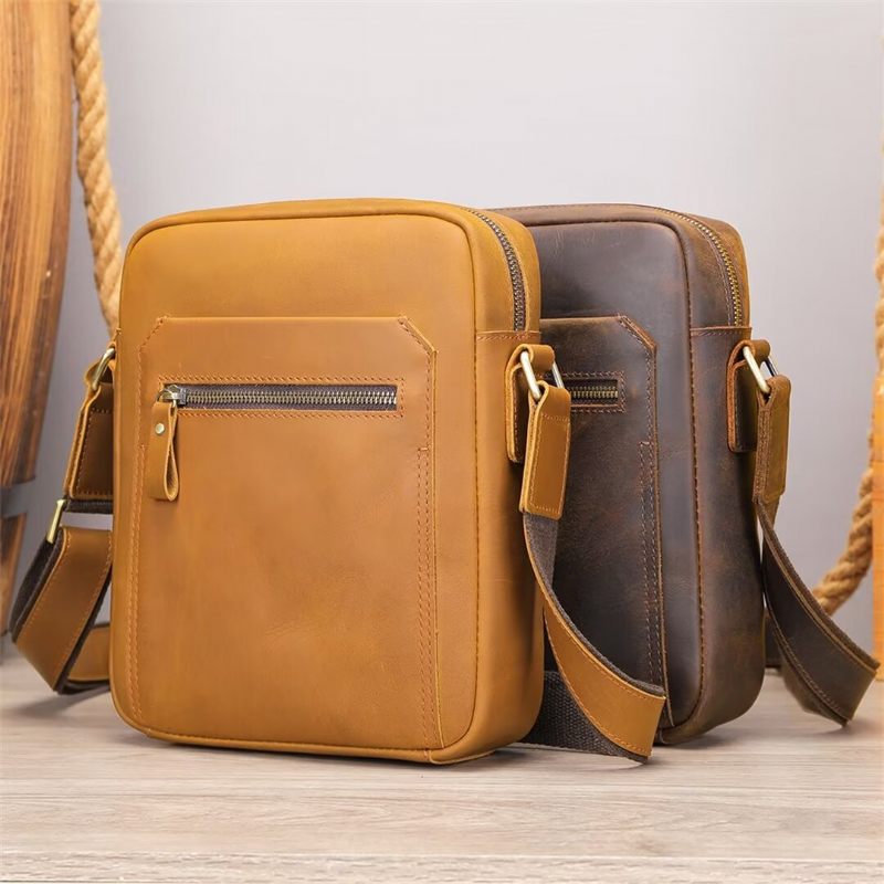 Bolsa Ombro Masculina Distinta Couro Jacaré Dapper - Café