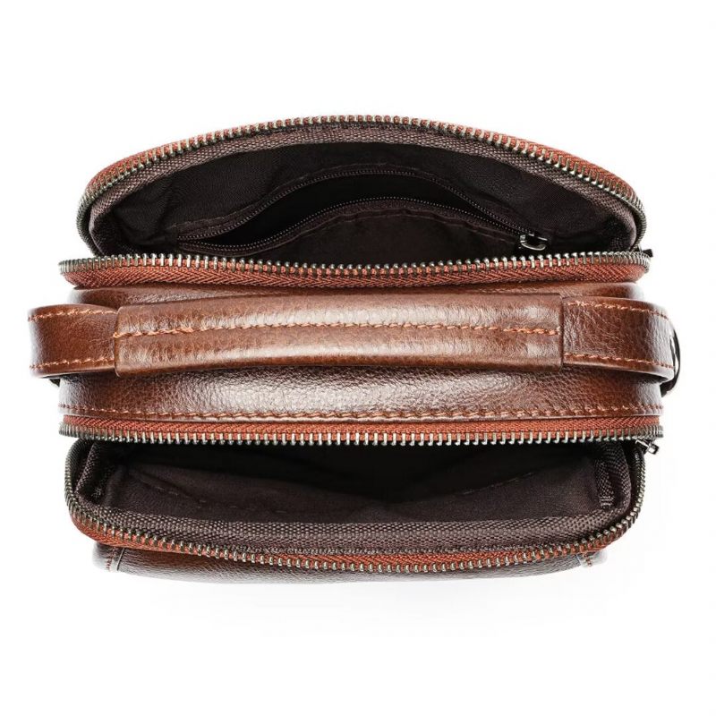 Bolsa Ombro Masculina Elegante Couro Frontier - Preto