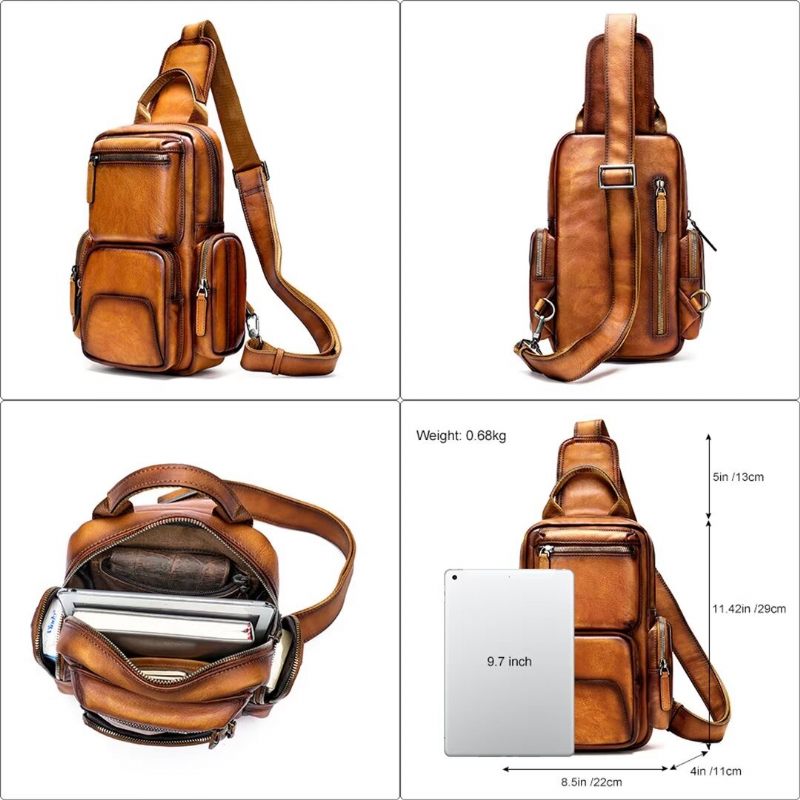 Bolsa Ombro Masculina Elegante Couro Jacaré Expedição - Marrom