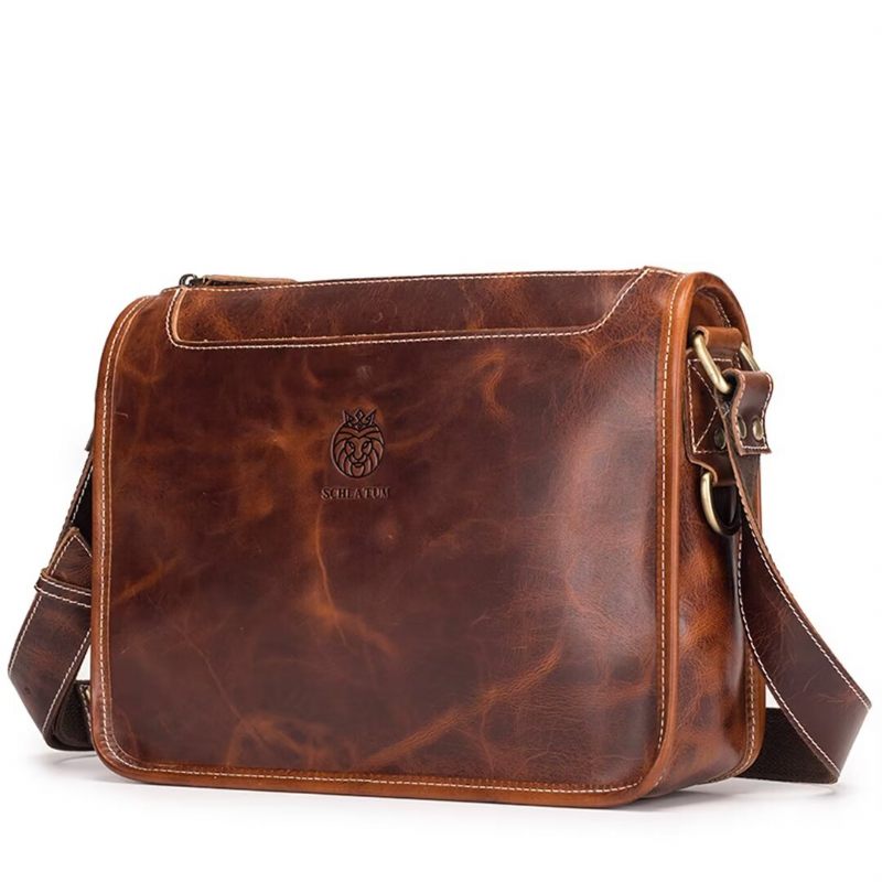 Bolsa Ombro Masculina Elite Navigator Couro - Marrom
