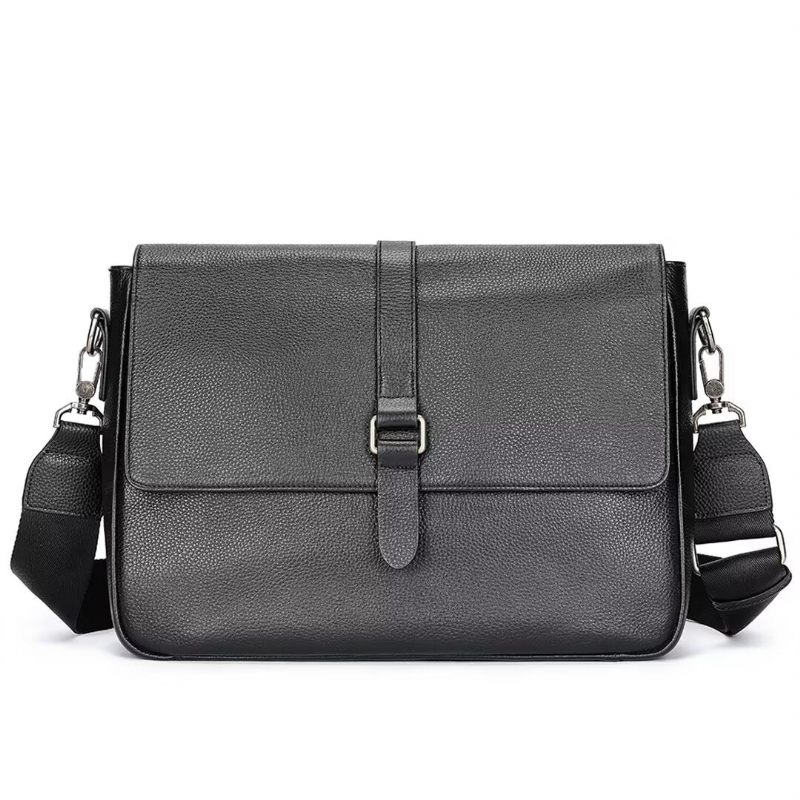 Bolsa Ombro Masculina Executiva Elite Em Couro Jacaré - Preto