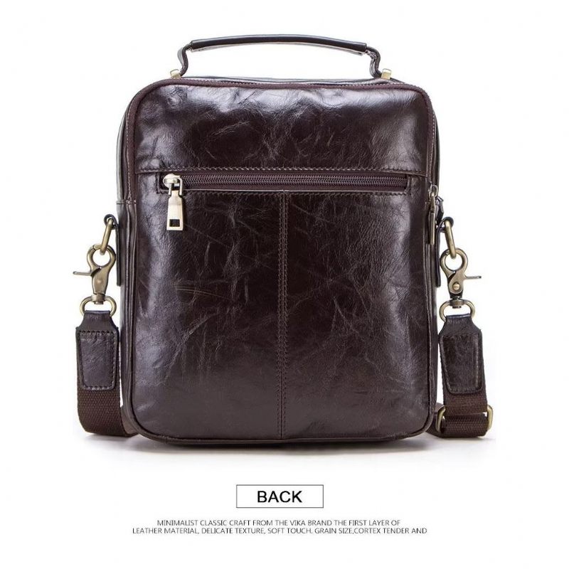 Bolsa Ombro Masculina Luxuosa Com Aba Couro Fivela Crossbody - Café