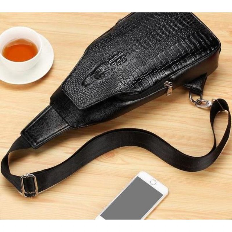 Bolsa Ombro Masculina Vintage Chique Mensageiro Couro - Preto