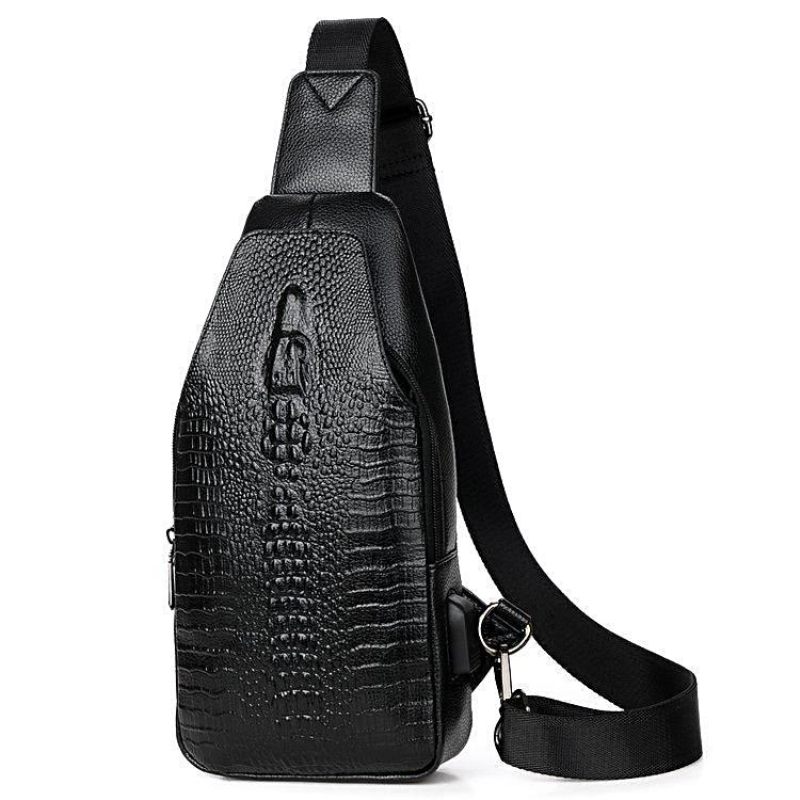 Bolsa Ombro Masculina Vintage Chique Mensageiro Couro - Preto
