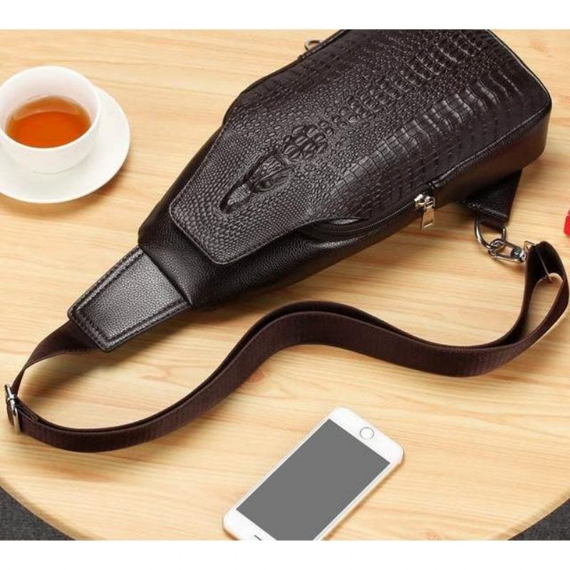 Bolsa Ombro Masculina Vintage Chique Mensageiro Couro - Café