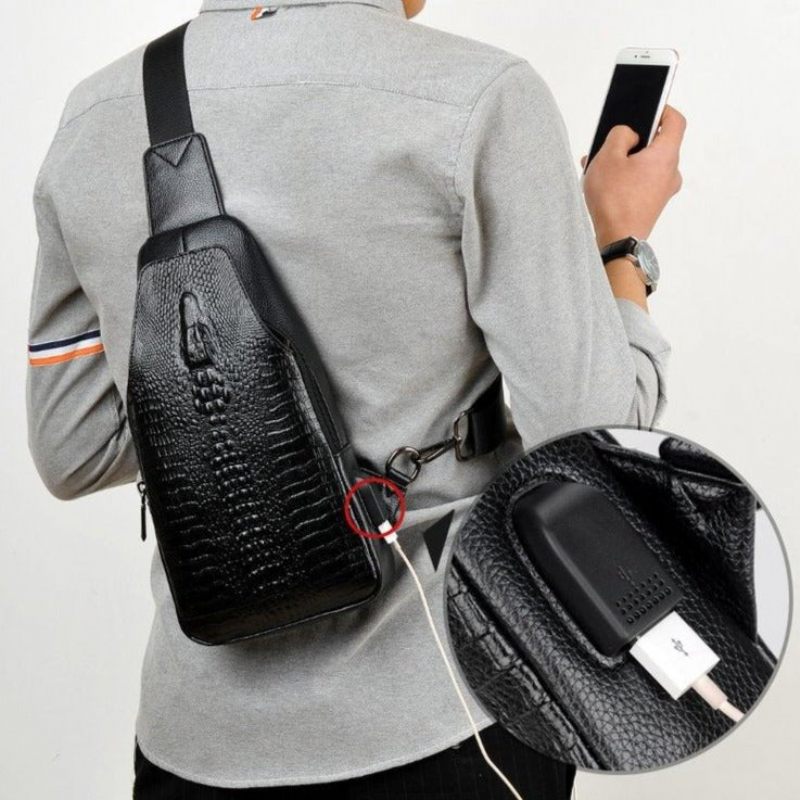 Bolsa Ombro Masculina Vintage Chique Mensageiro Couro - Preto