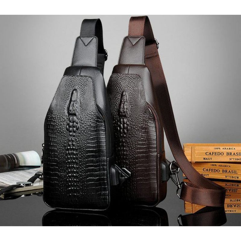 Bolsa Ombro Masculina Vintage Chique Mensageiro Couro - Preto