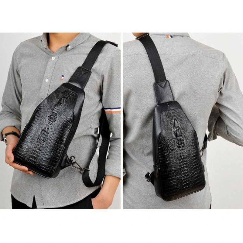 Bolsa Ombro Masculina Vintage Chique Mensageiro Couro - Preto
