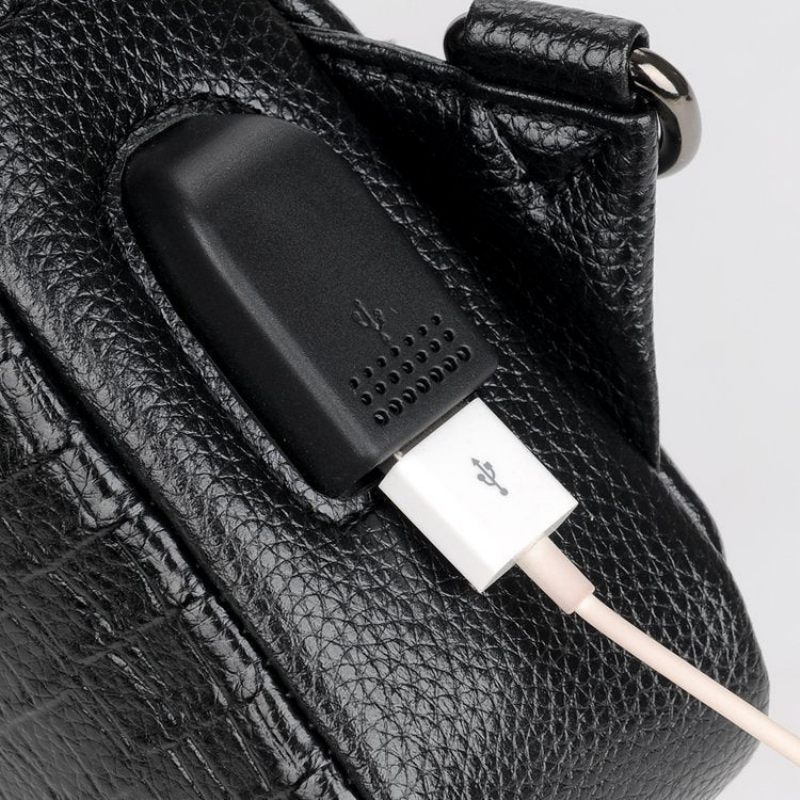 Bolsa Ombro Masculina Vintage Chique Mensageiro Couro - Preto