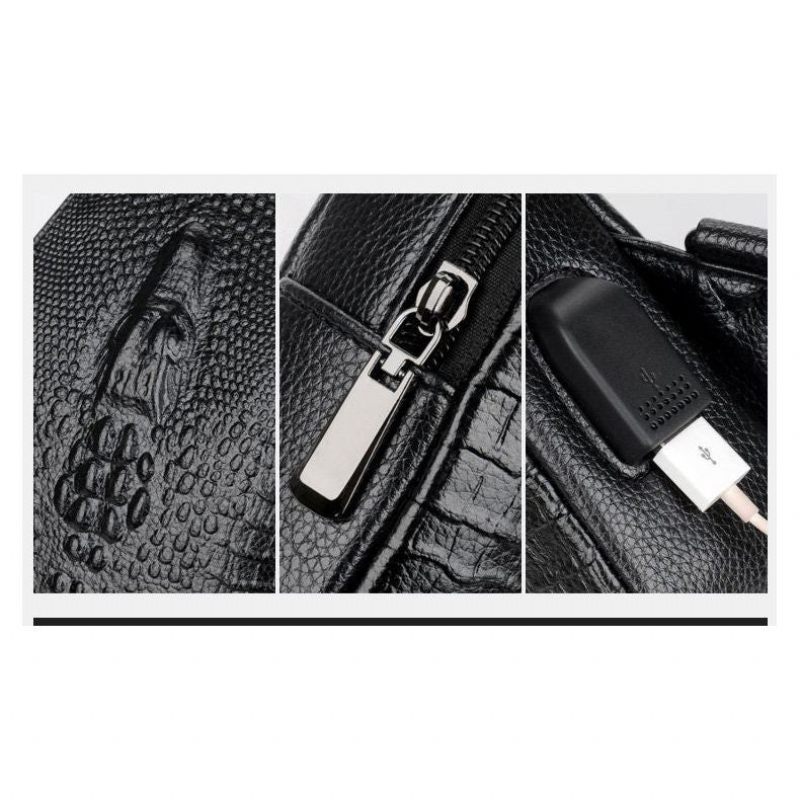 Bolsa Ombro Masculina Vintage Chique Mensageiro Couro - Preto