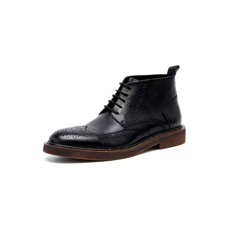 Botas Masculinas Chiques Couro Com Cordões - Preto