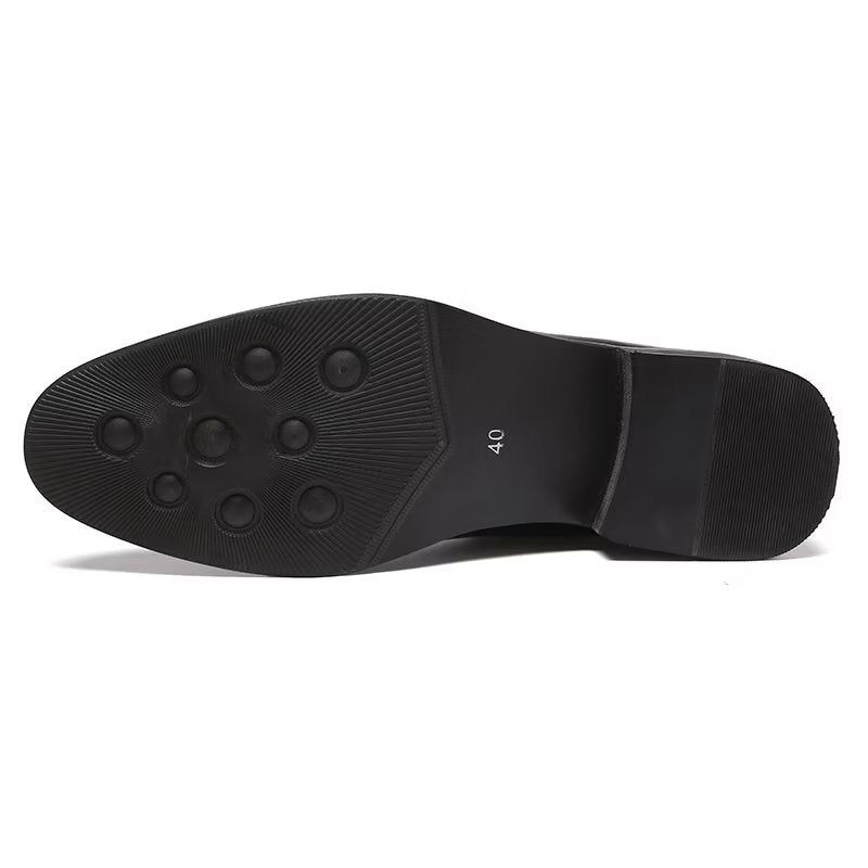 Botas Masculinas Com Bico Pontudo Em Relevo Chelsea - Preto
