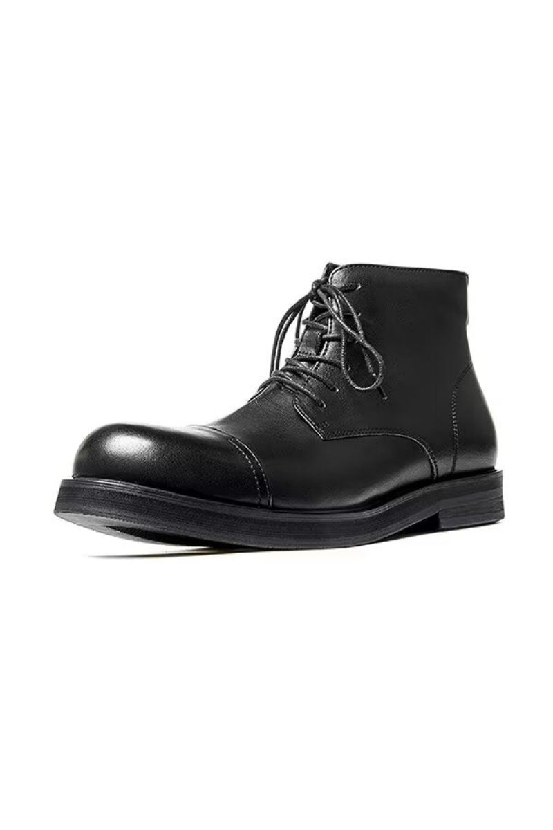 Botas Masculinas Com Bico Redondo E Cano Curto