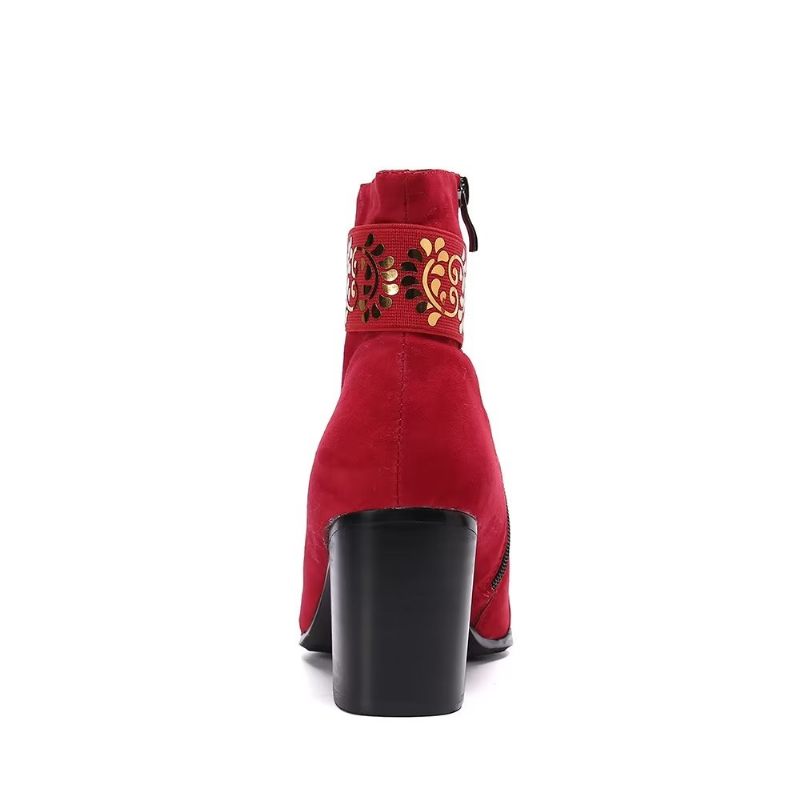 Botas Masculinas Com Textura Exótica - Vermelho