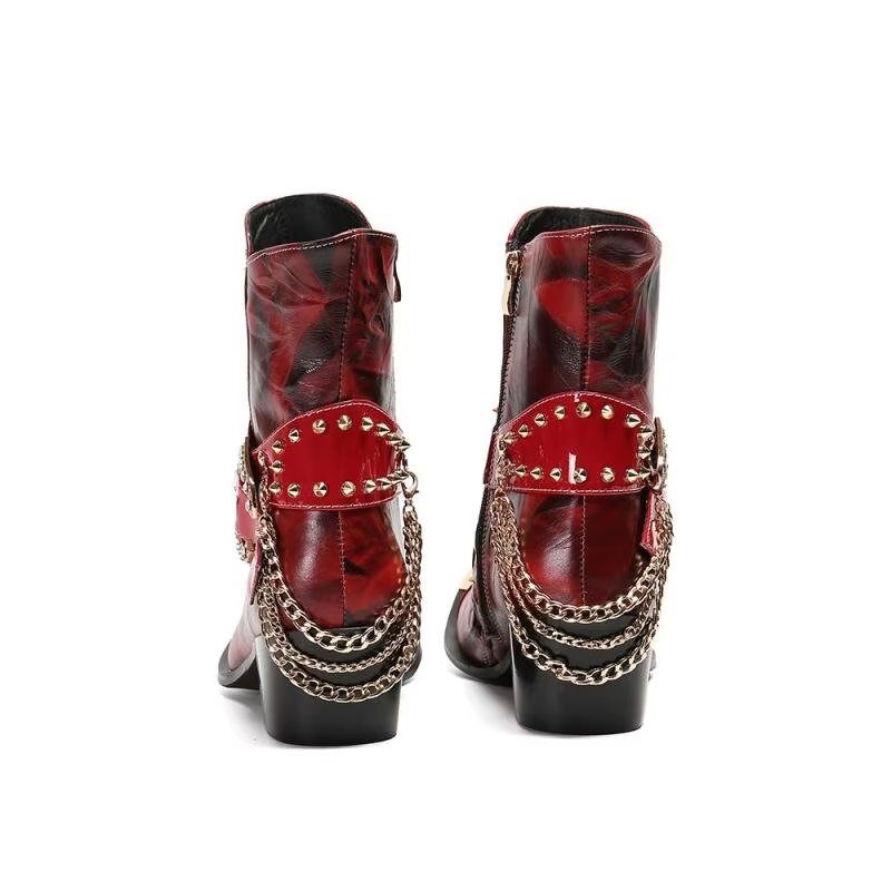 Botas Masculinas Com Textura Exótica Botins Chamativos - Vermelho