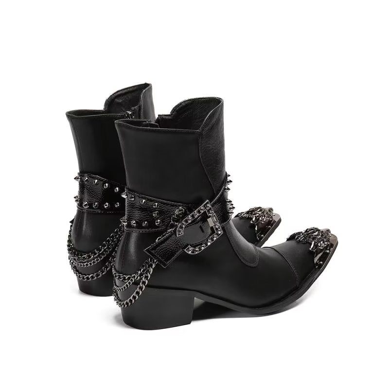 Botas Masculinas Com Textura Exótica Botins Chamativos - Preto