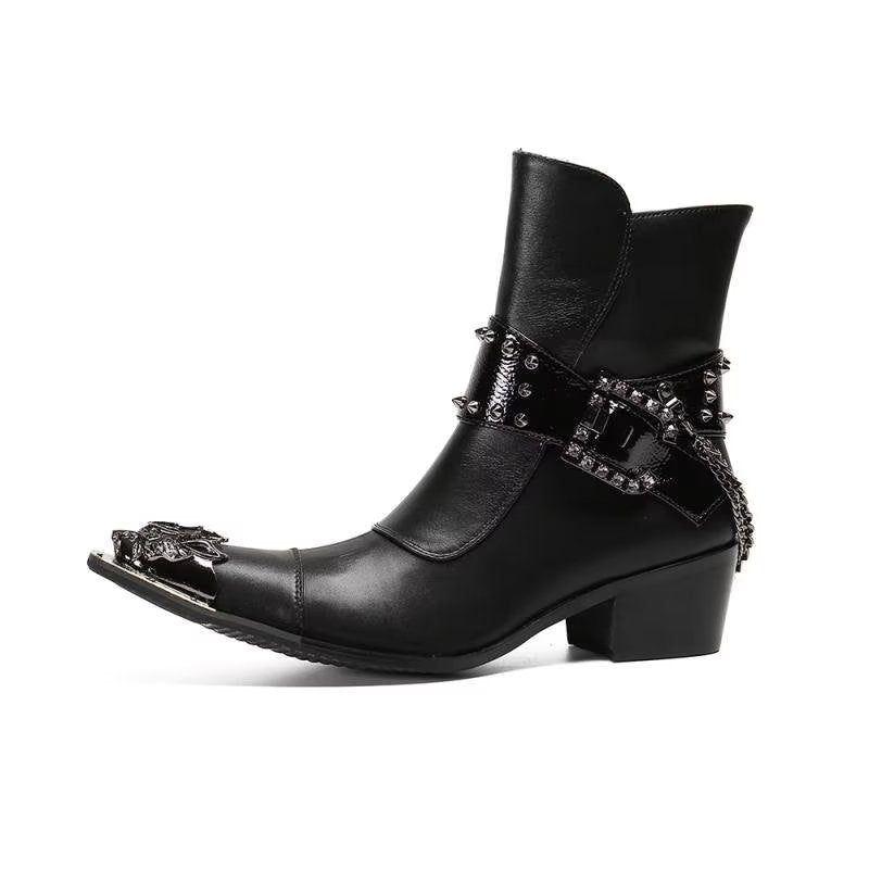 Botas Masculinas Com Textura Exótica Botins Chamativos - Preto