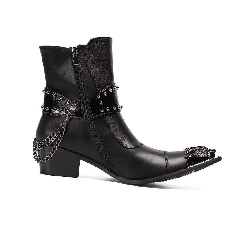 Botas Masculinas Com Textura Exótica Botins Chamativos - Preto