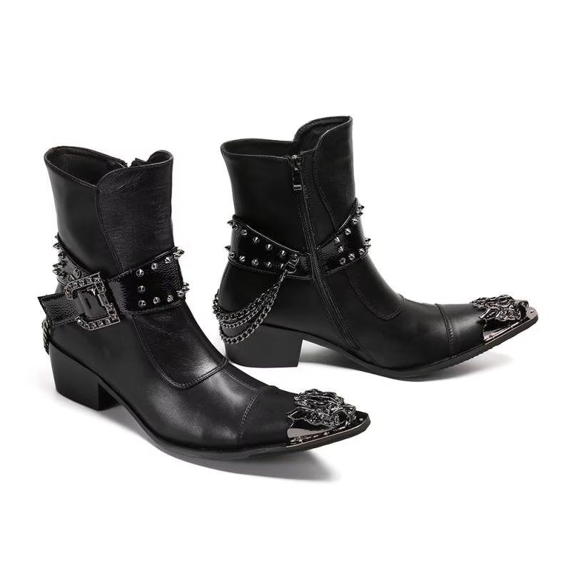 Botas Masculinas Com Textura Exótica Botins Chamativos - Preto
