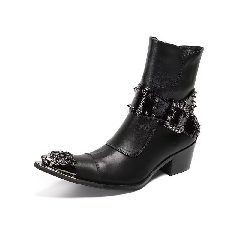 Botas Masculinas Com Textura Exótica Botins Chamativos - Preto