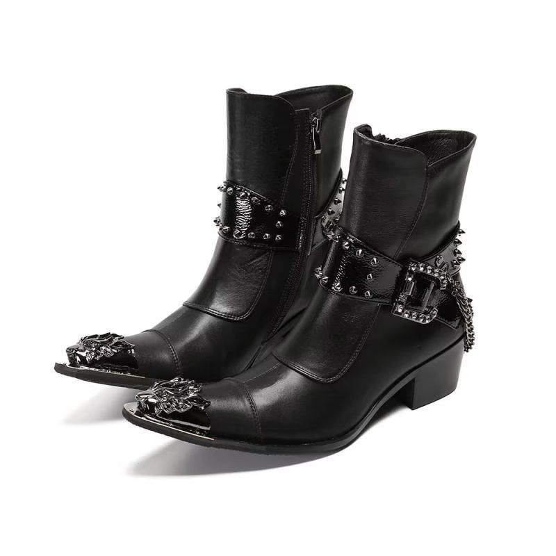 Botas Masculinas Com Textura Exótica Botins Chamativos - Preto