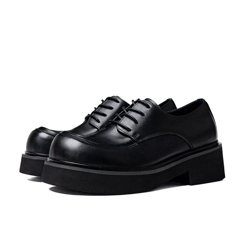 Botas Masculinas Couro Com Bico Redondo - Preto