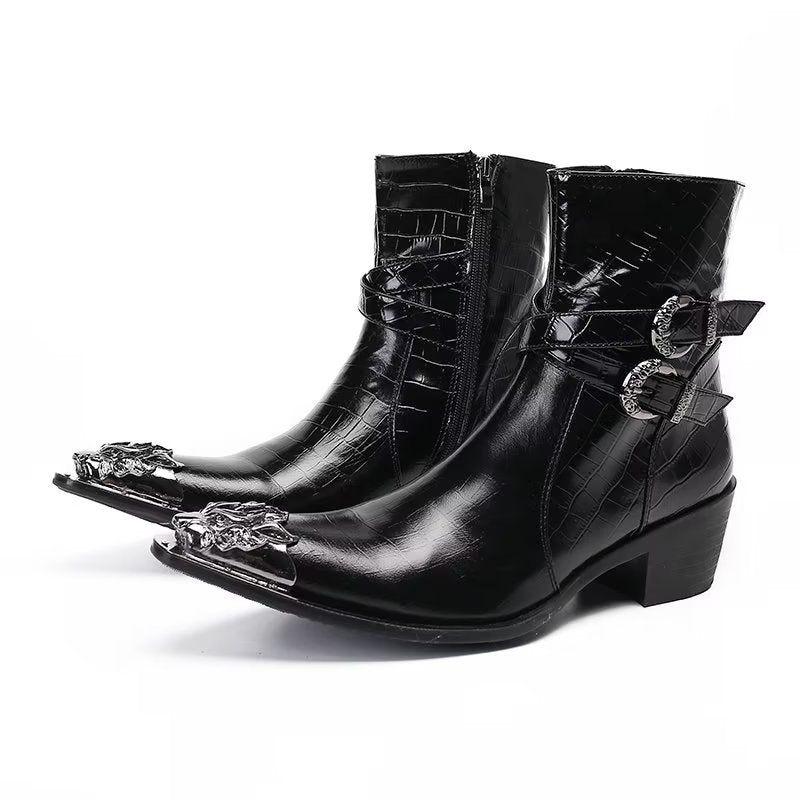 Botas Masculinas Elegantes Com Fecho Zíper - Preto