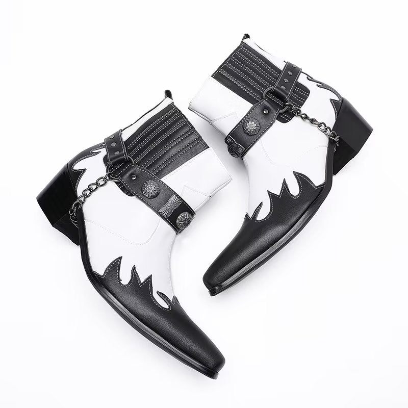 Botas Masculinas Elegantes Na Altura Do Tornozelo - Branco